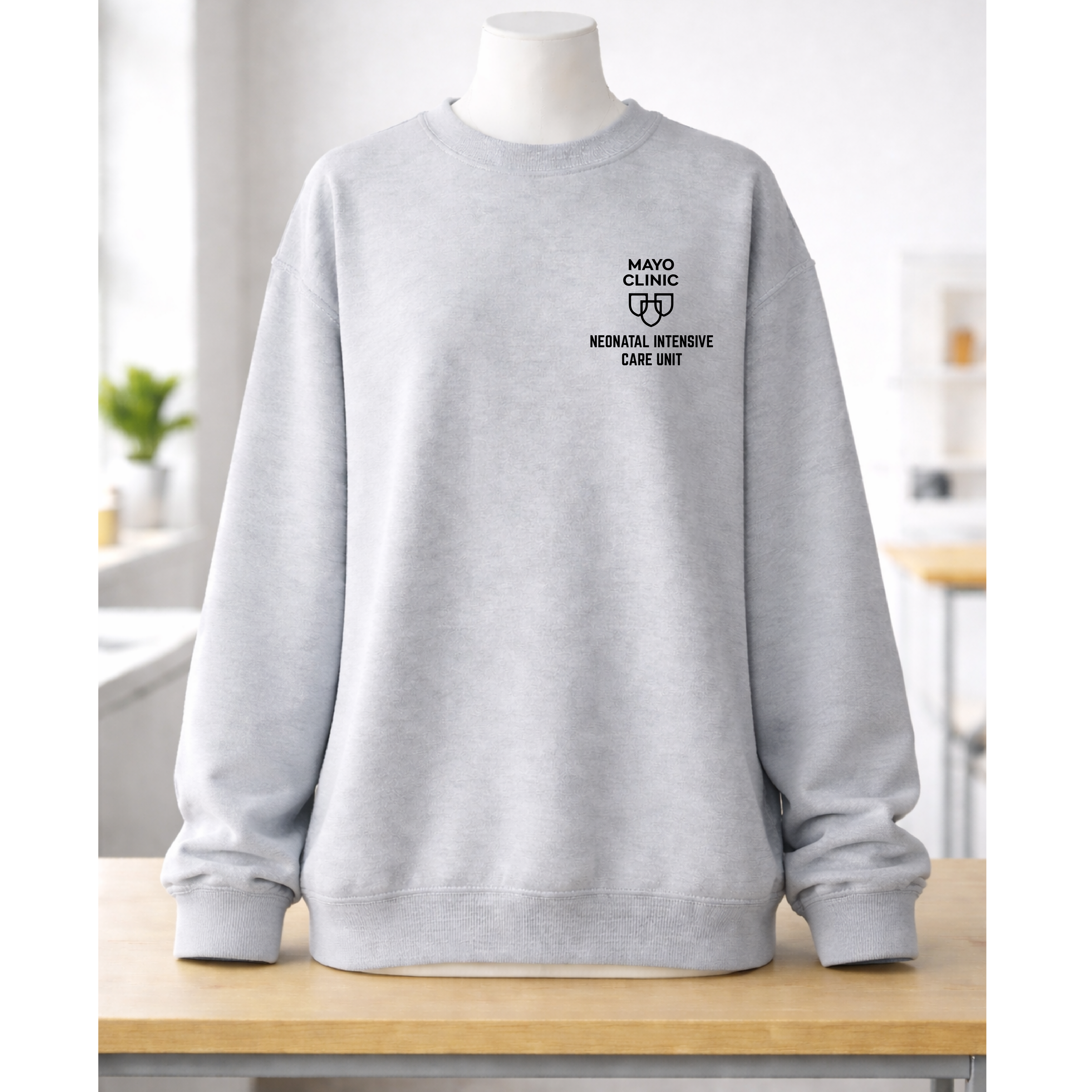 NICU Mayo Clinic Embroidered Crewneck- Gray- EI