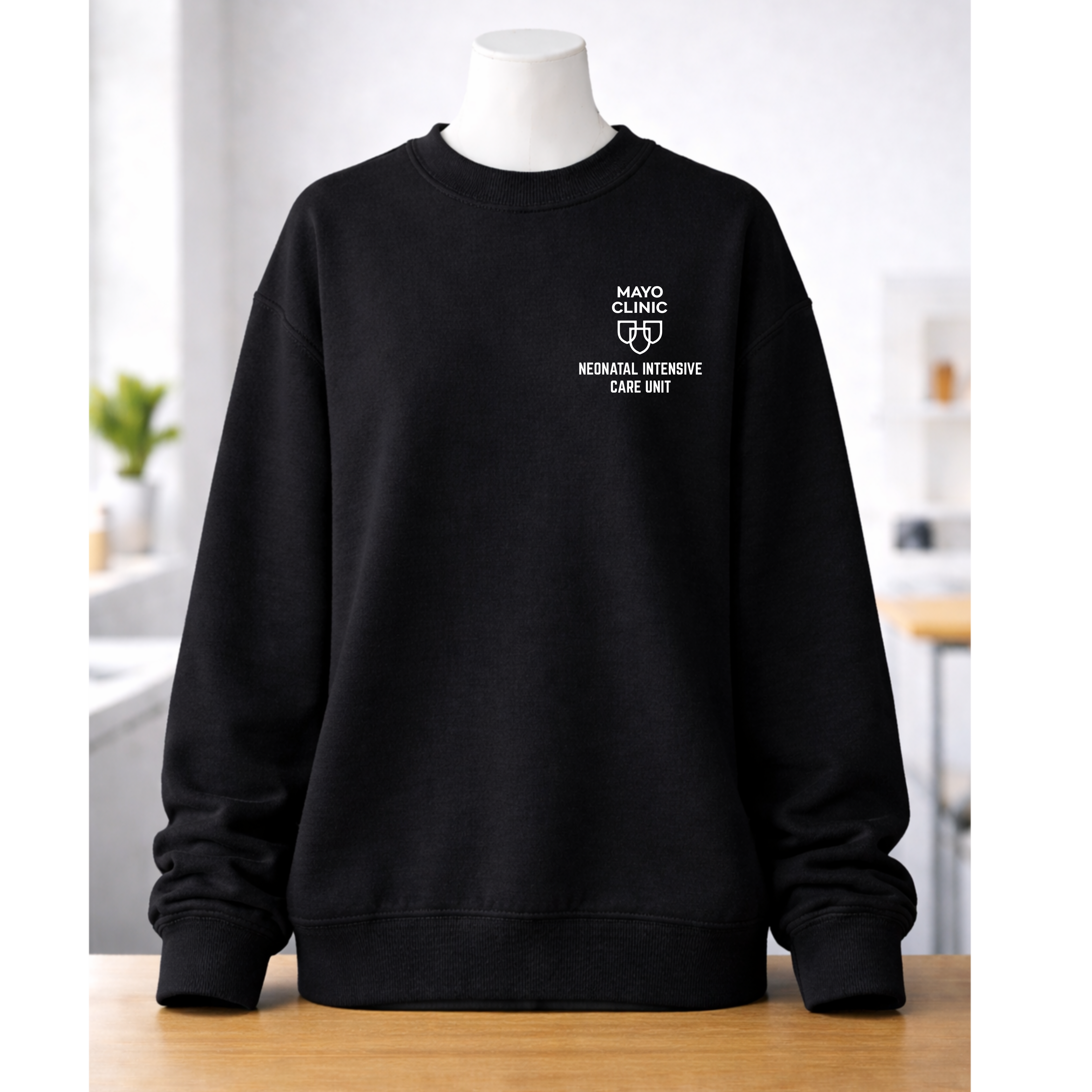 NICU Mayo Clinic Embroidered Crewneck- Black- MB