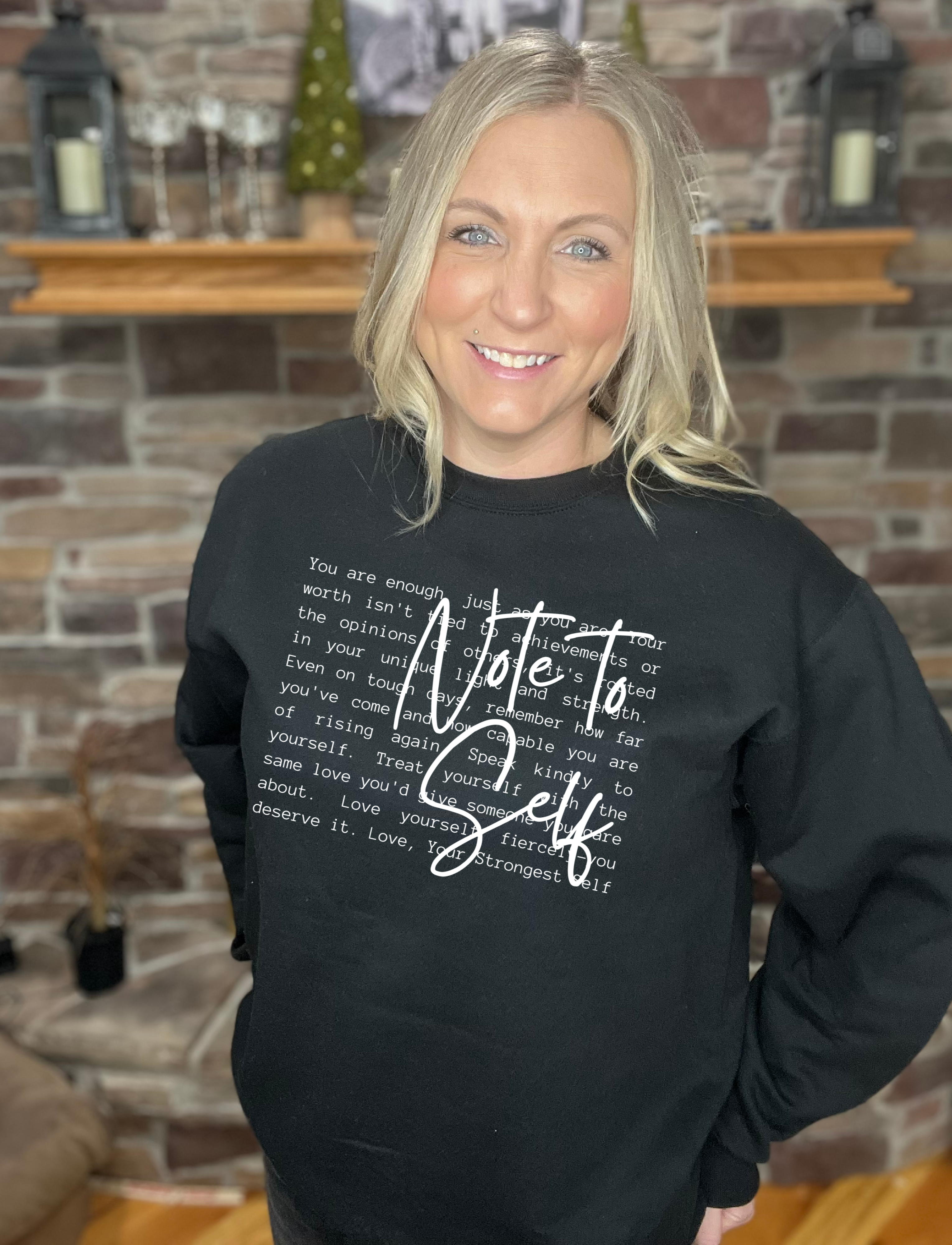 Note to Self Hoodie, Pullover, or Tee in BLACK