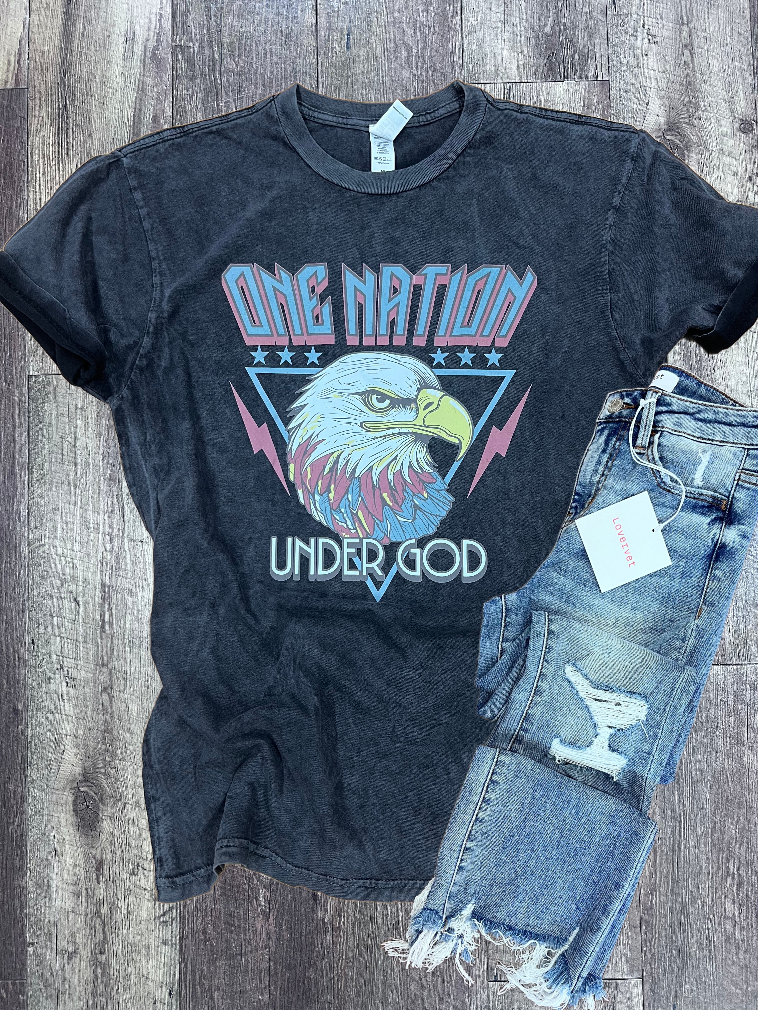 Retro One Nation Eagle Mineral Tee