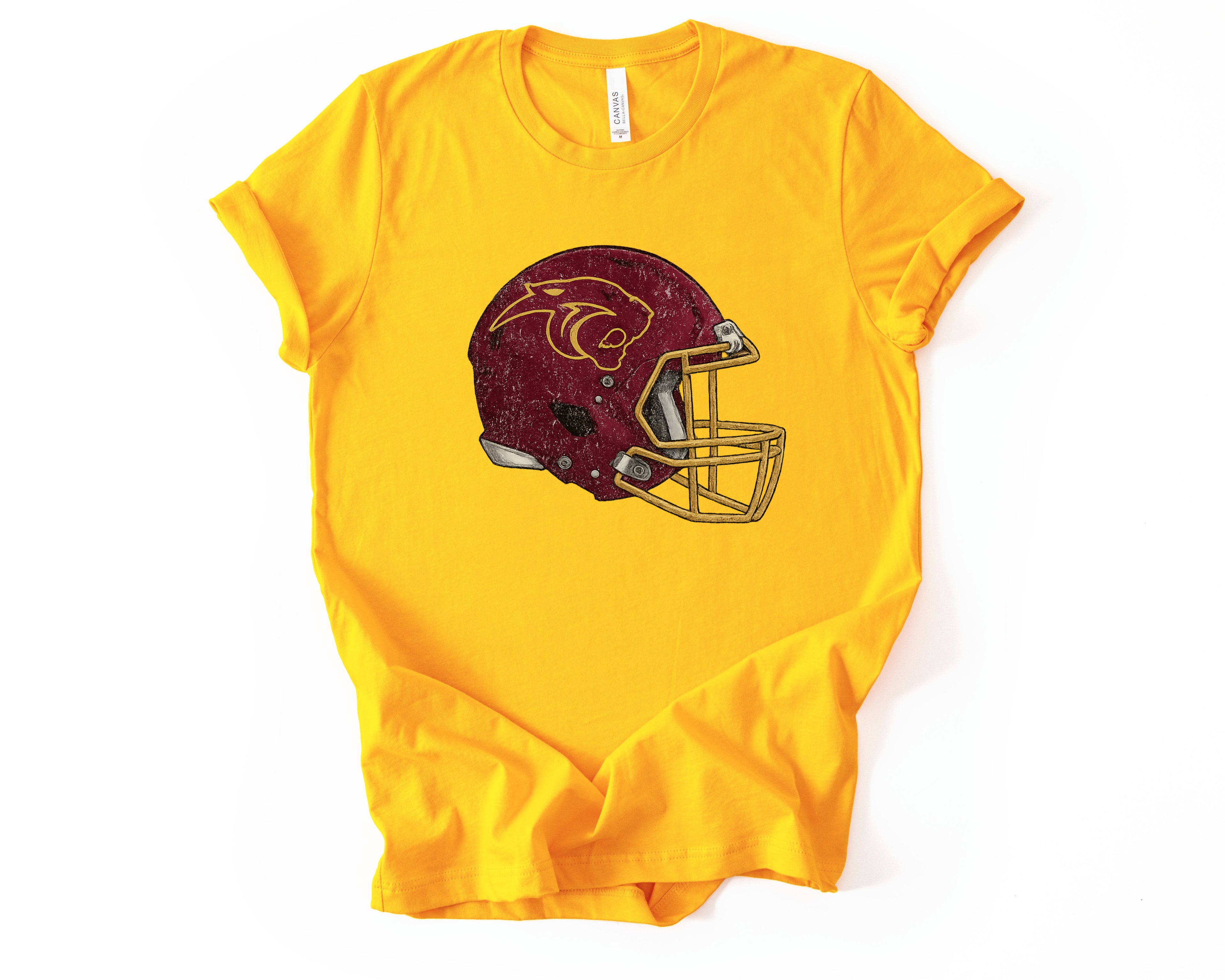 Pine Island Panthers Helmet Tee in Gold- Youth & Adult!