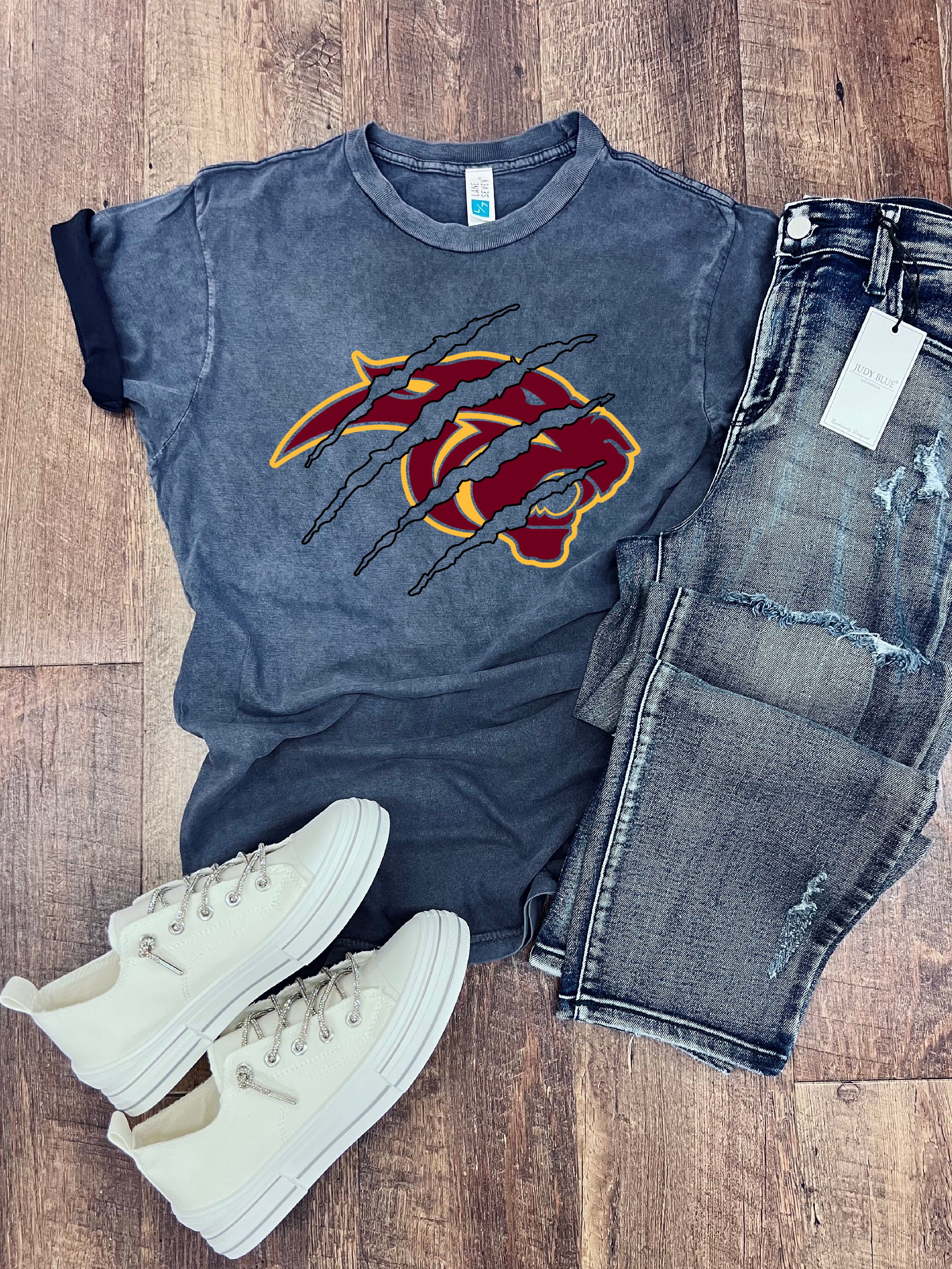 Panther Scratch Tee in Mineral Black