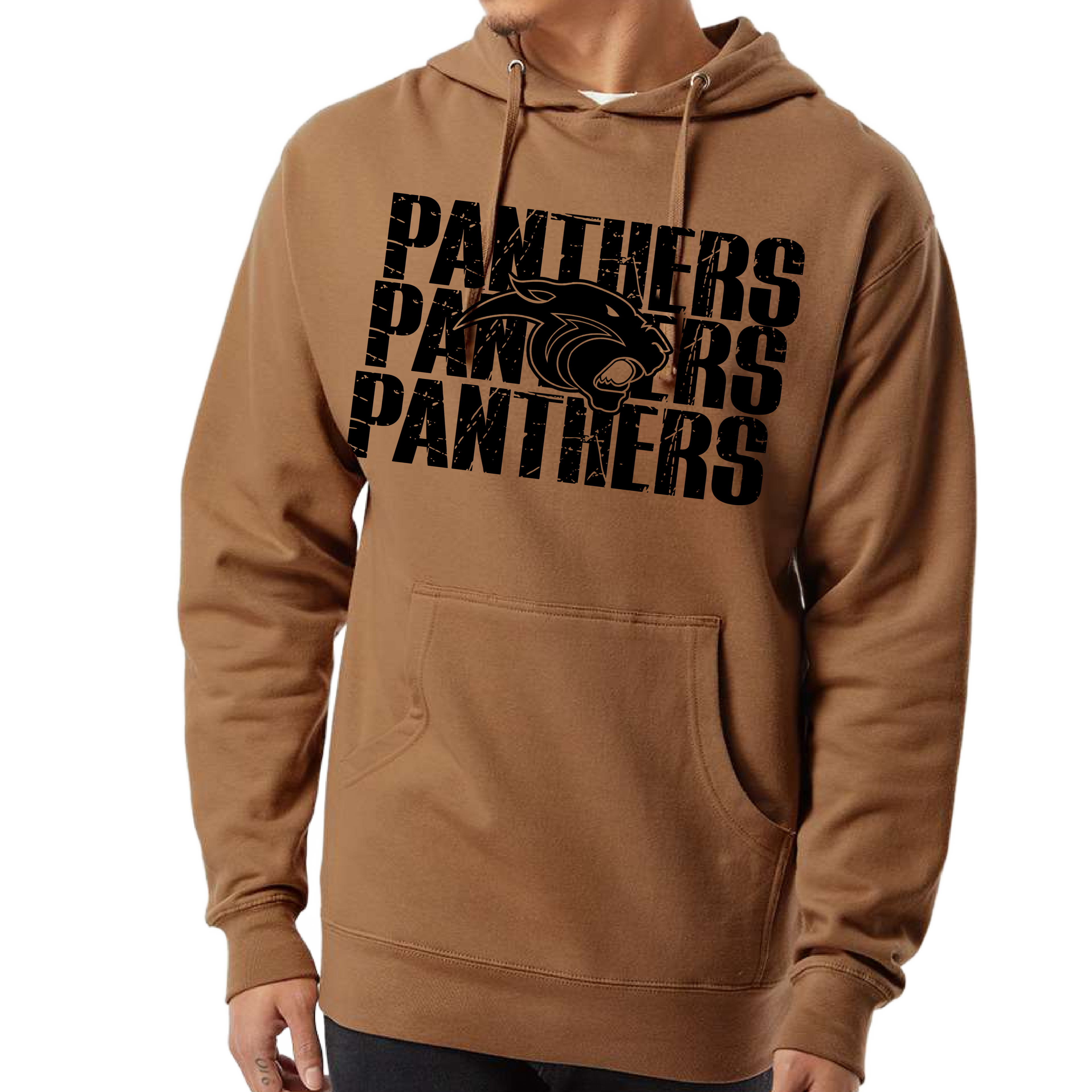 Pine Island Stacked Pine Island Panthers Hoodie in Saddle