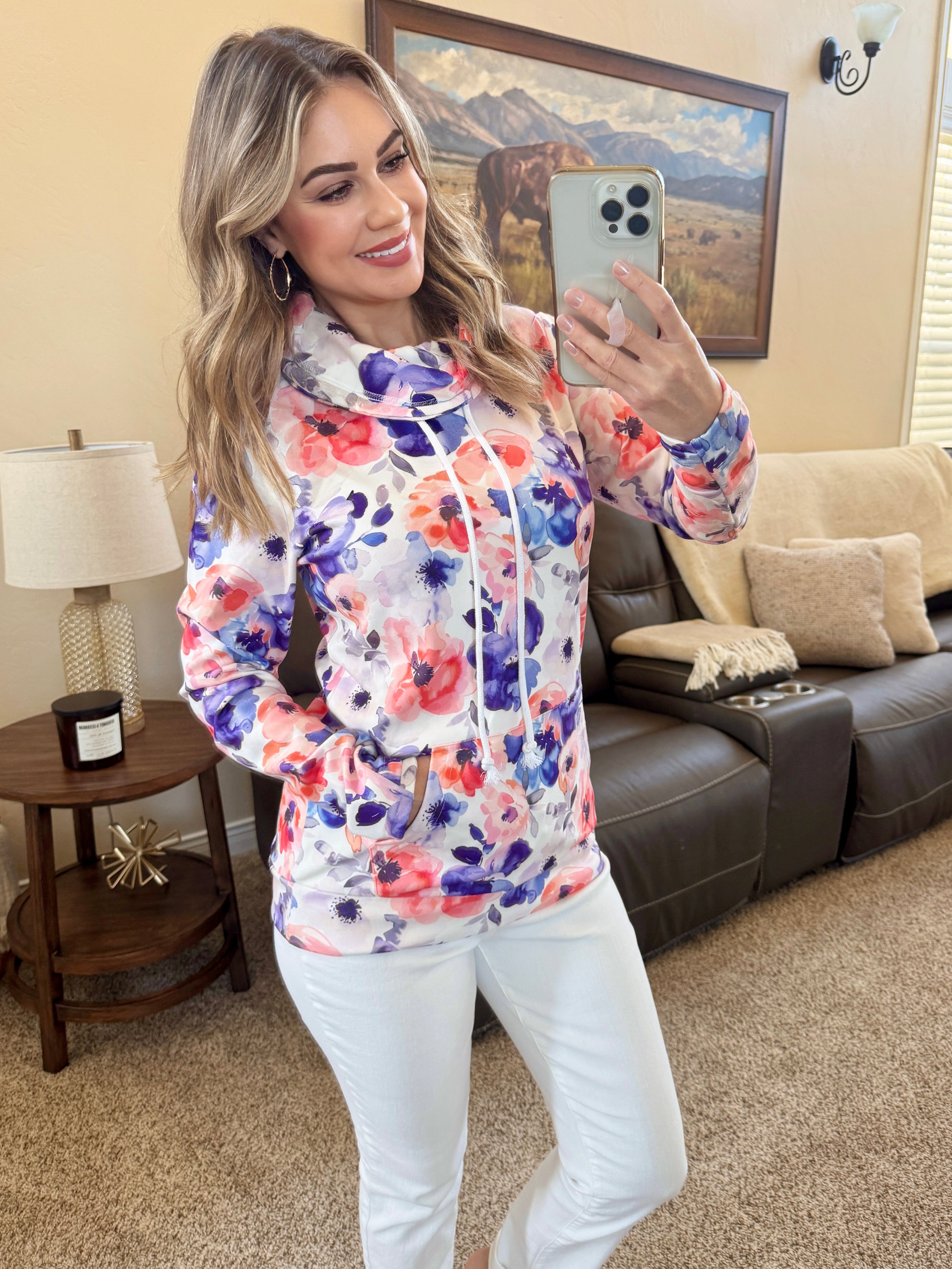 Soft Funnel Neck - Sunset Watercolor Floral