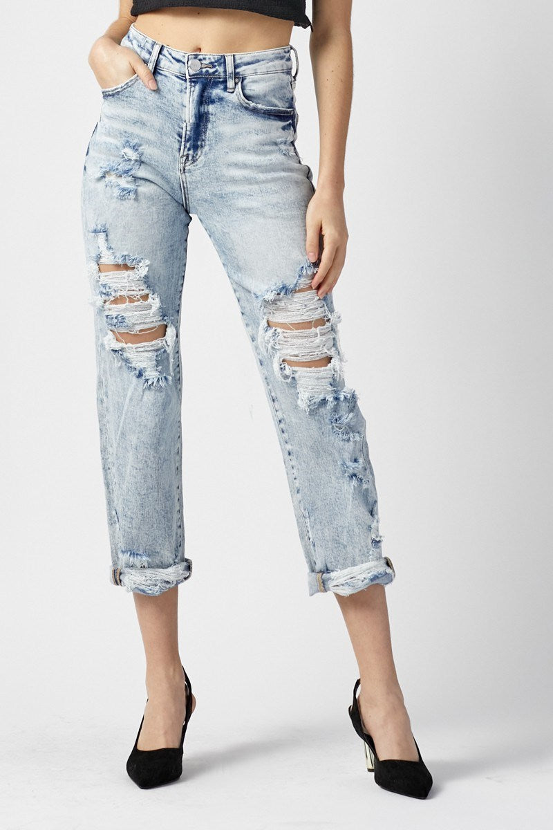 Luxe Blues Destroyed Boyfriend Risen Jeans