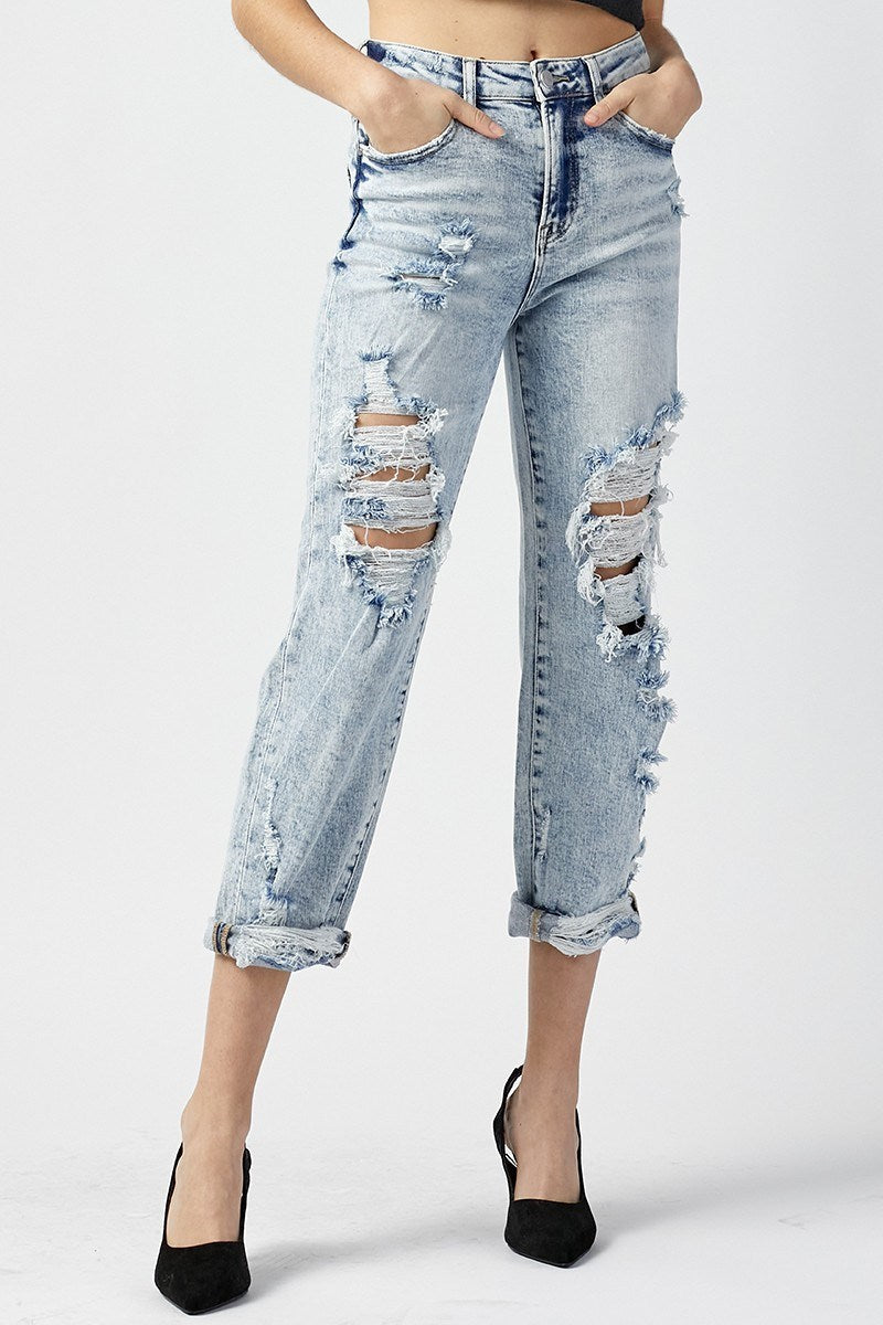 Luxe Blues Destroyed Boyfriend Risen Jeans