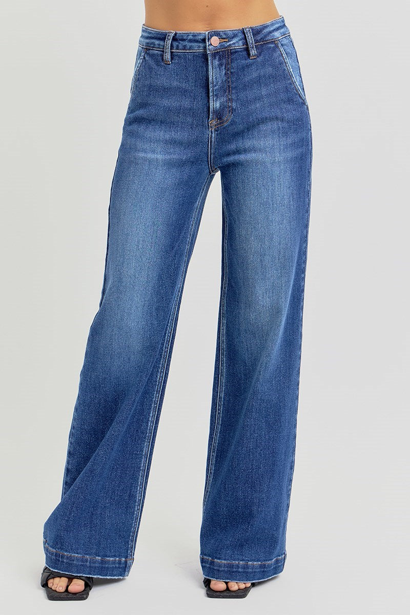 Urban Indigo Wide Leg Risen Jeans