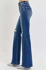 Load image into Gallery viewer, Sky High Button Fly Flare Jeans by Risen
