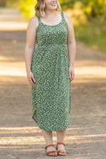 Load image into Gallery viewer, Reagan Ribbed Midi Dress - Olive Floral
