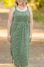 Load image into Gallery viewer, Reagan Ribbed Midi Dress - Olive Floral
