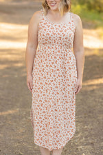 Load image into Gallery viewer, Reagan Ribbed Midi Dress - Sand and Rust Floral
