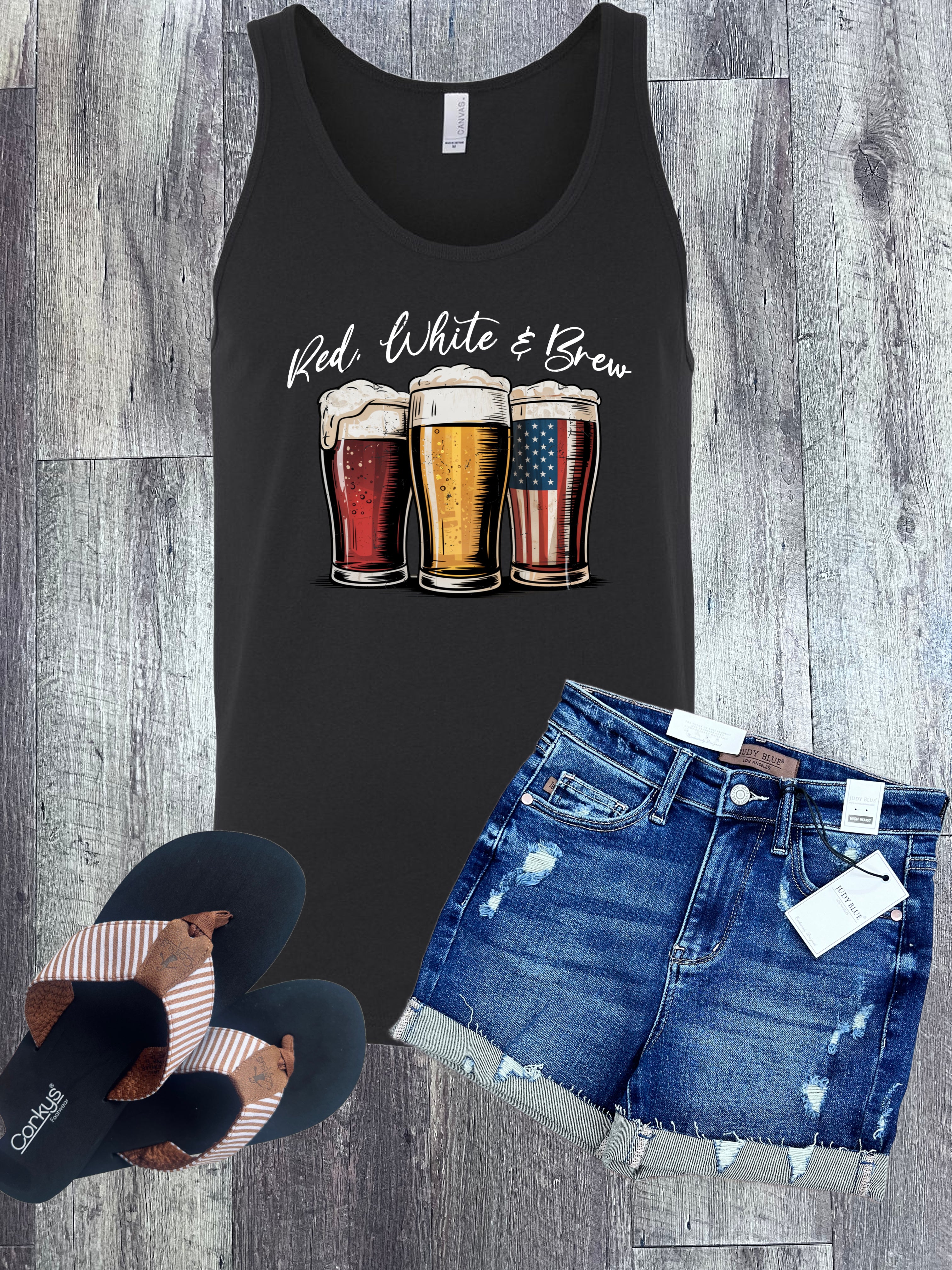 Red, White, and Brew Tank in Black