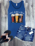 Red, White, and Brew Tank in Blue