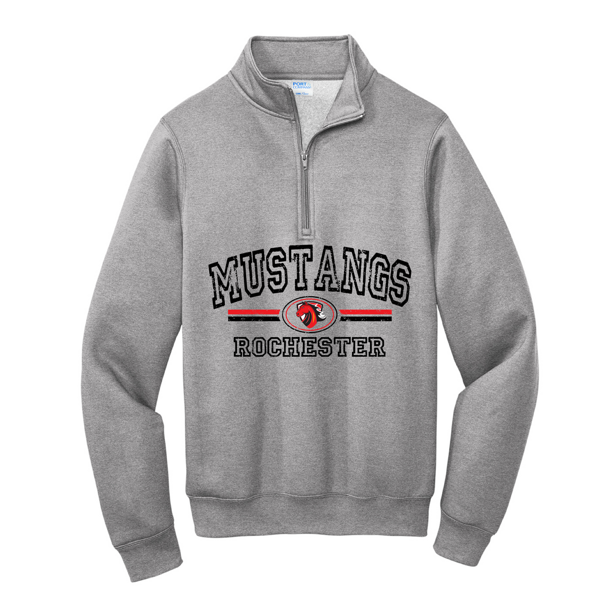 Rochester Mustangs Quarter Zip Fleece- Gray