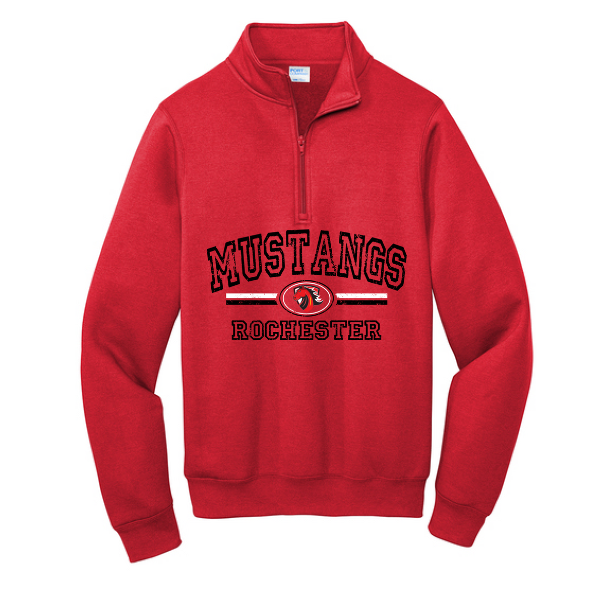 Rochester Mustangs Quarter Zip Fleece- Red