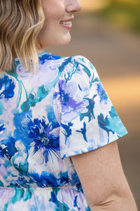 Emery Ruffle Top - Blue Floral Mix