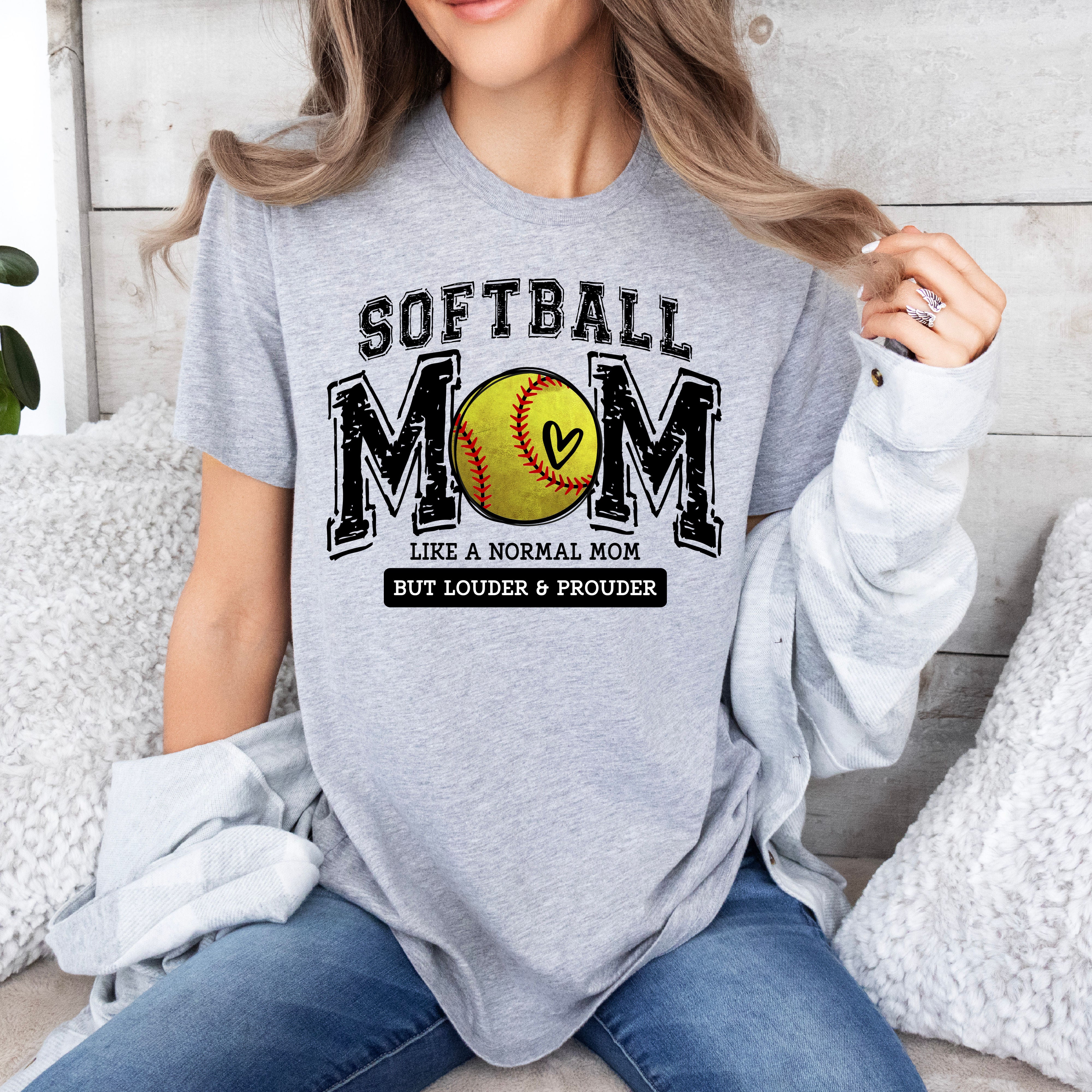 Softball Mom Hoodie, Pullover, or Tee in Gray