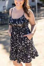 Load image into Gallery viewer, Rory Ruffle Dress - Black Daisies FINAL SALE
