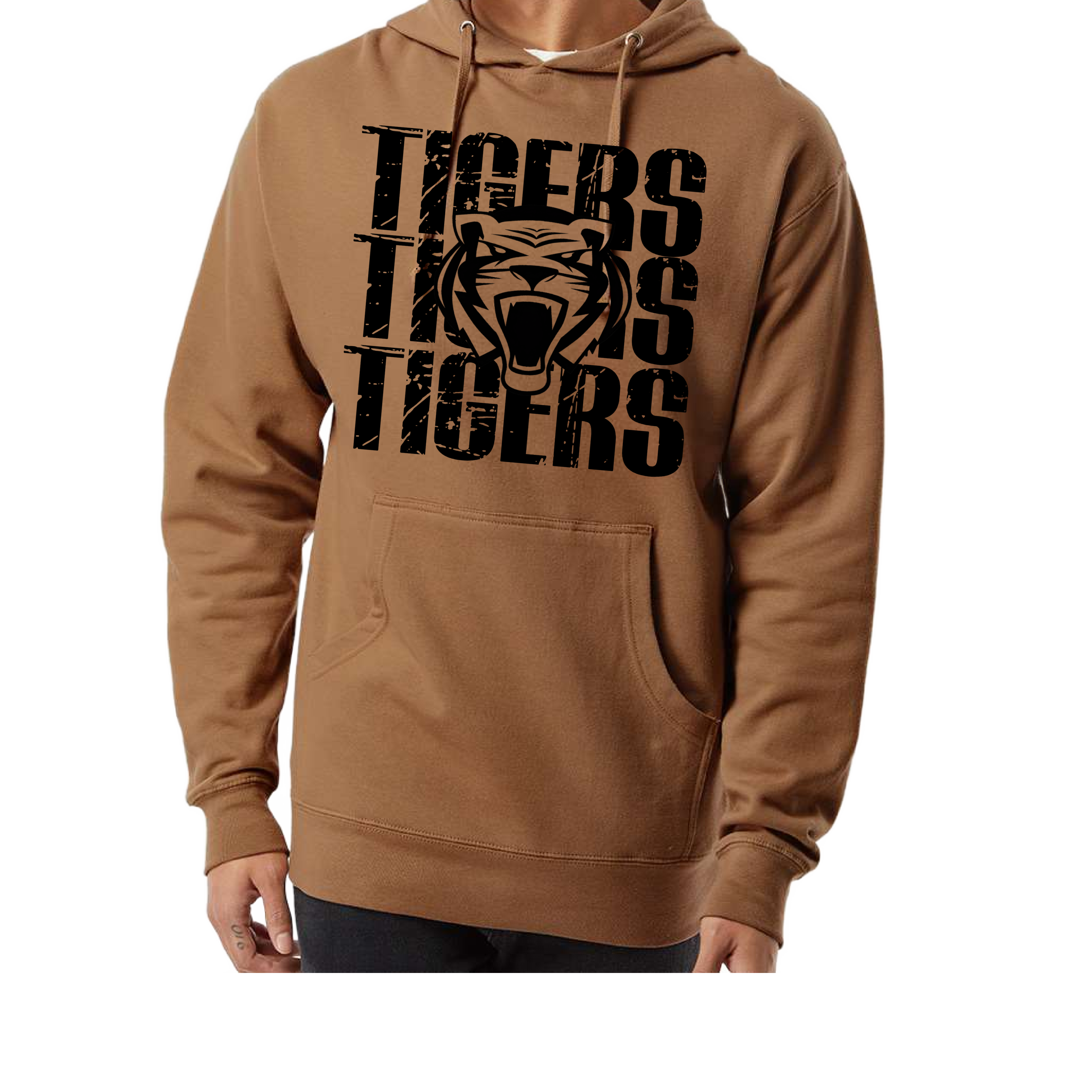 Stacked Stewartville Tigers Hoodie in Saddle