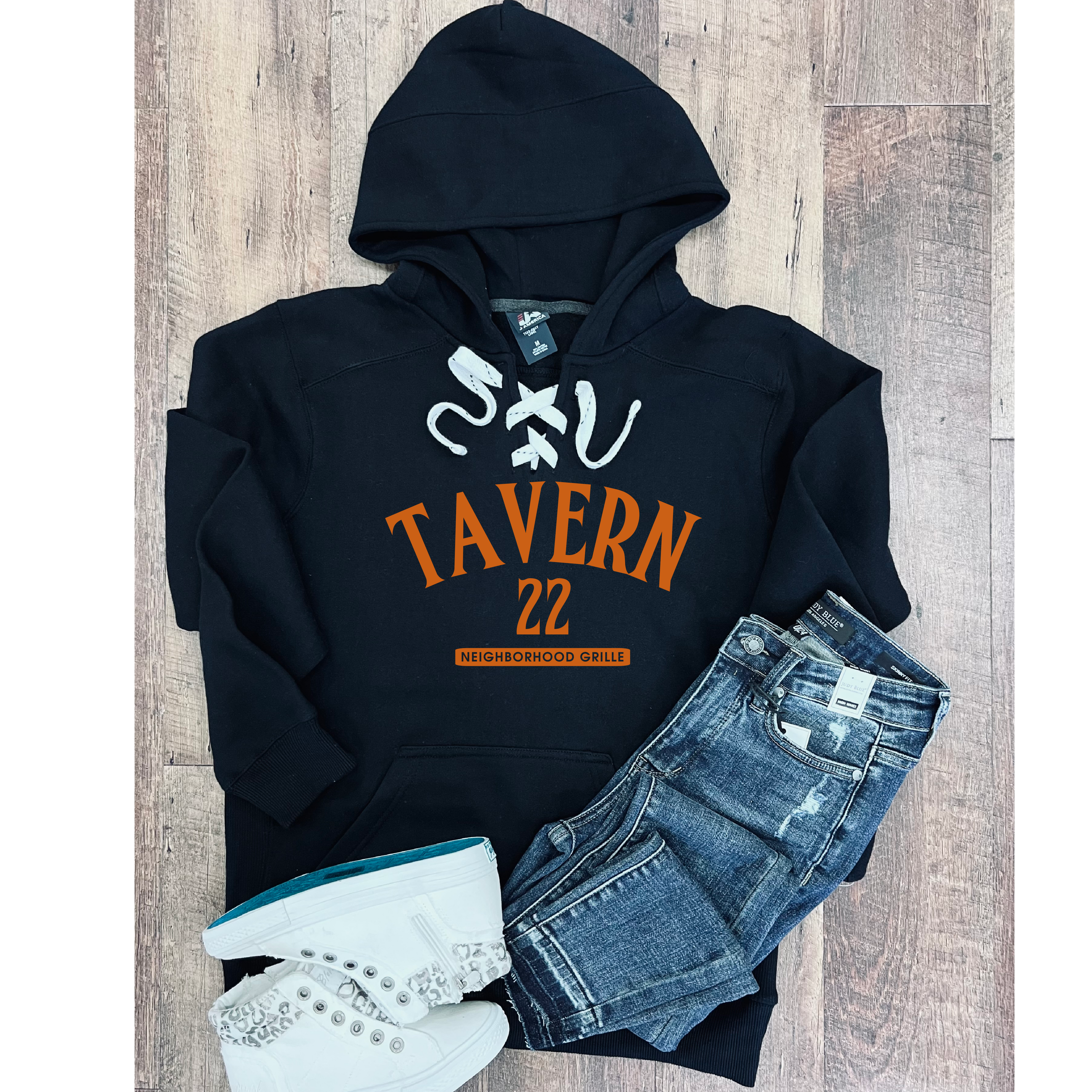 Tavern 22 Sport Lace Hoodie in Black