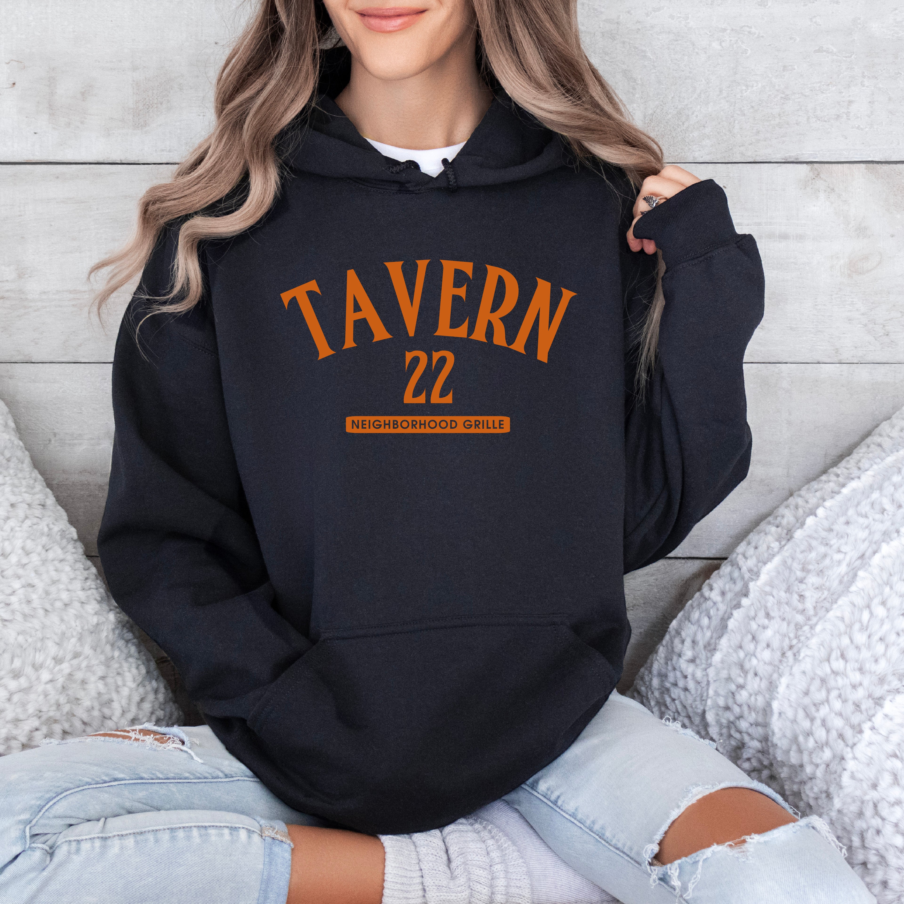 Tavern 22 Hoodie Hockey Logo in Black