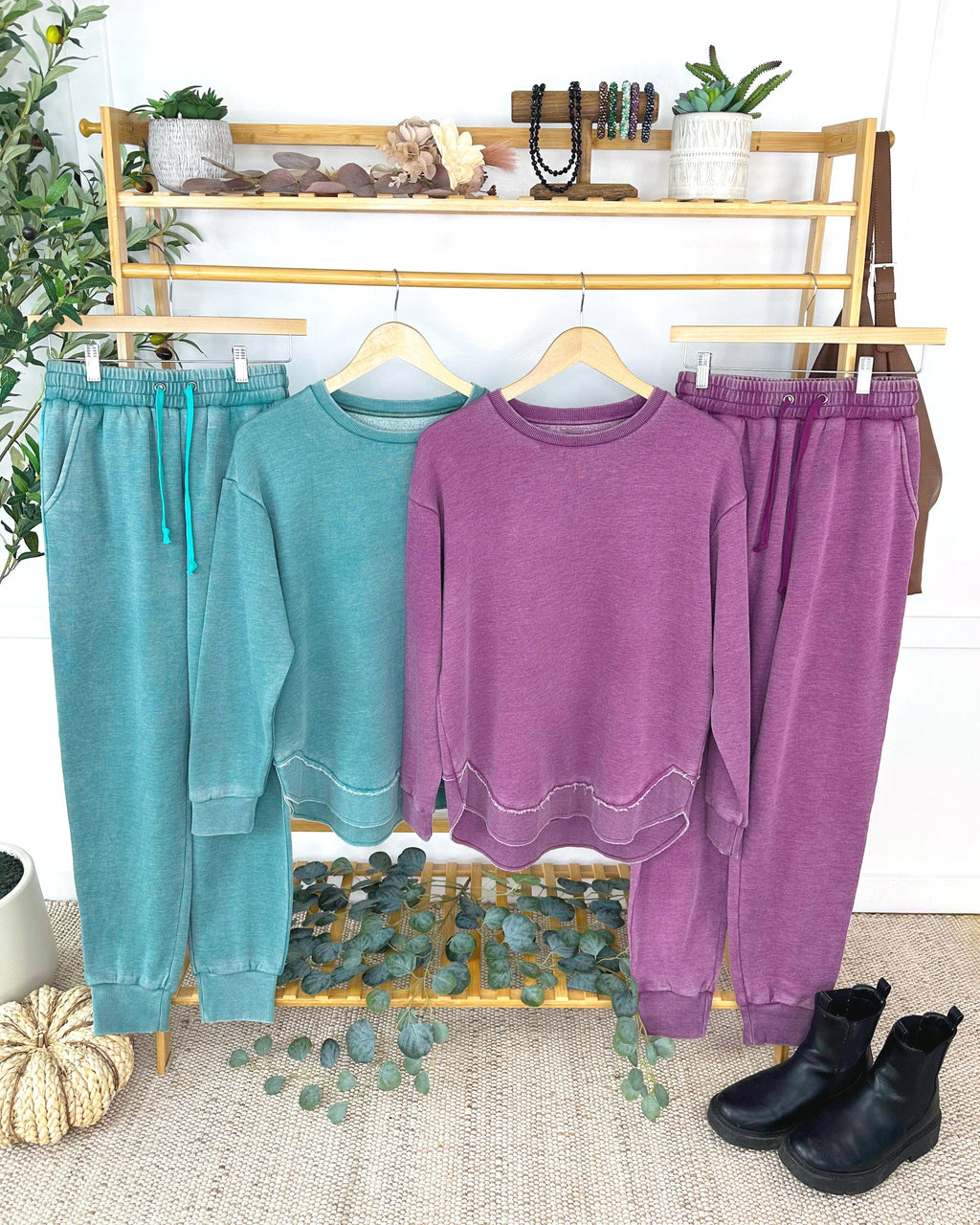 Vintage Wash Joggers - Purple