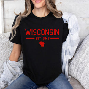 Wisconsin 1848 Tee in Red or Black