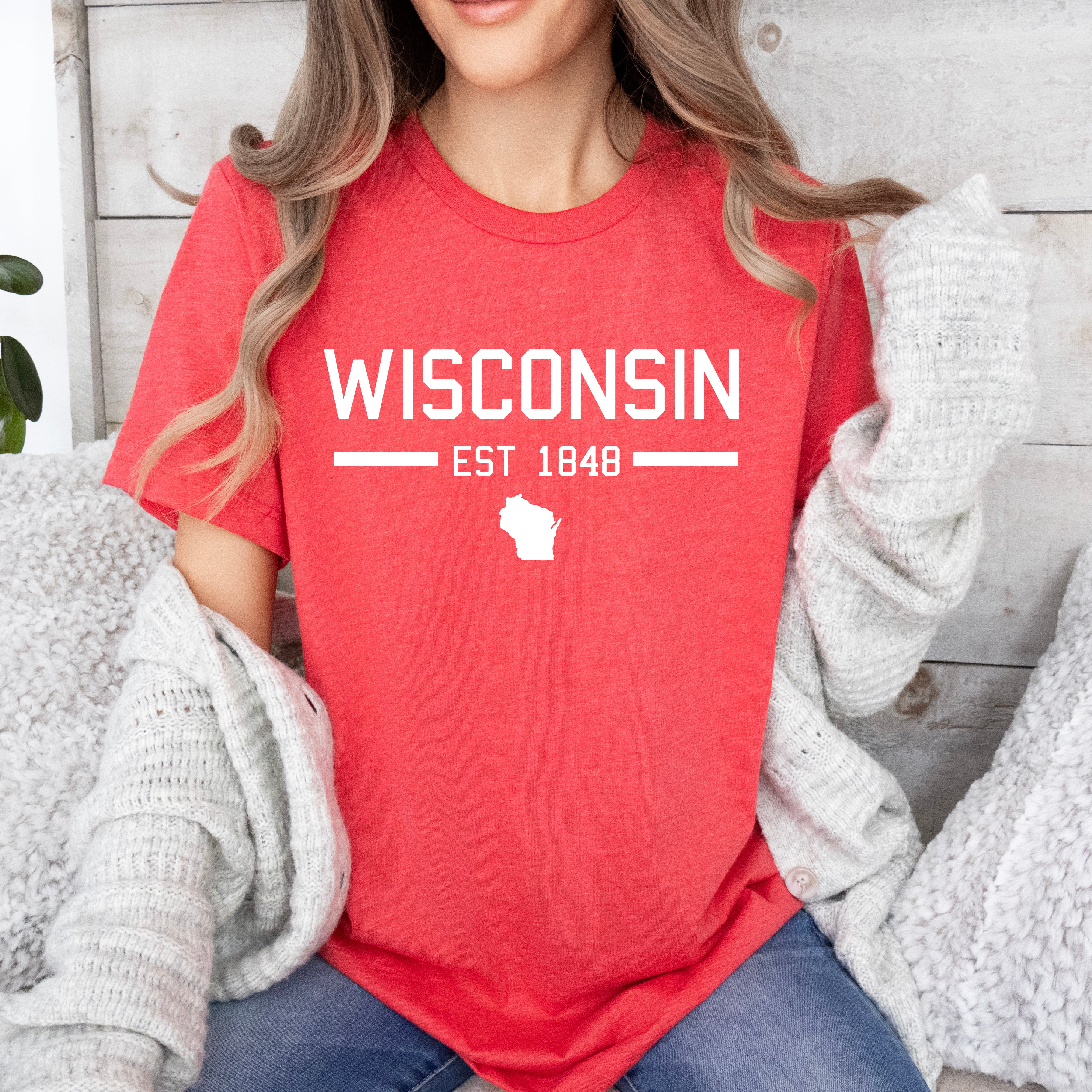 Wisconsin 1848 Tee in Red or Black