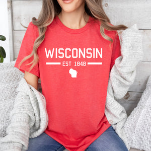 Wisconsin 1848 Tee in Red or Black