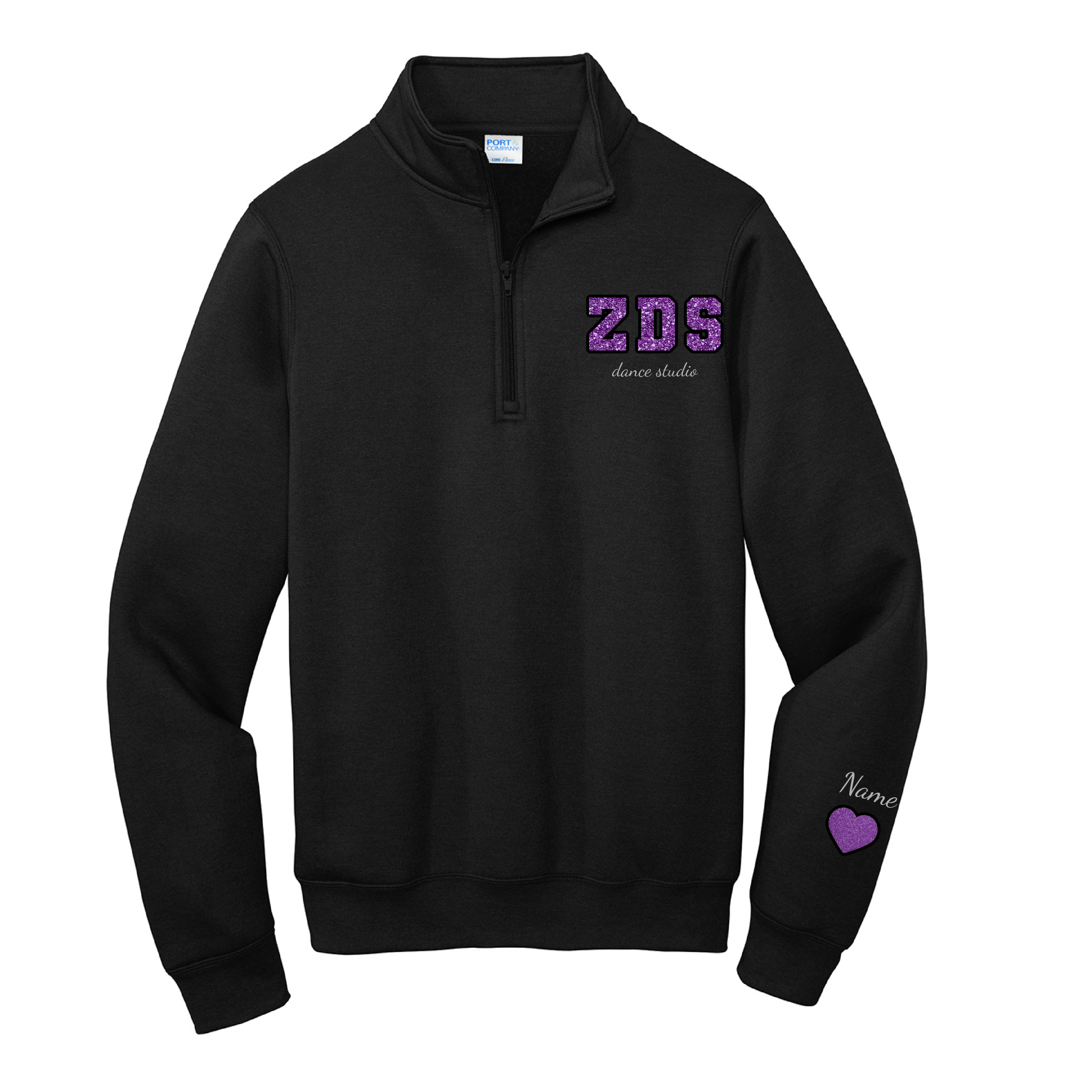 ZDS Dance Studio Embroidered Glitter Quarter Zip- Black or Gray