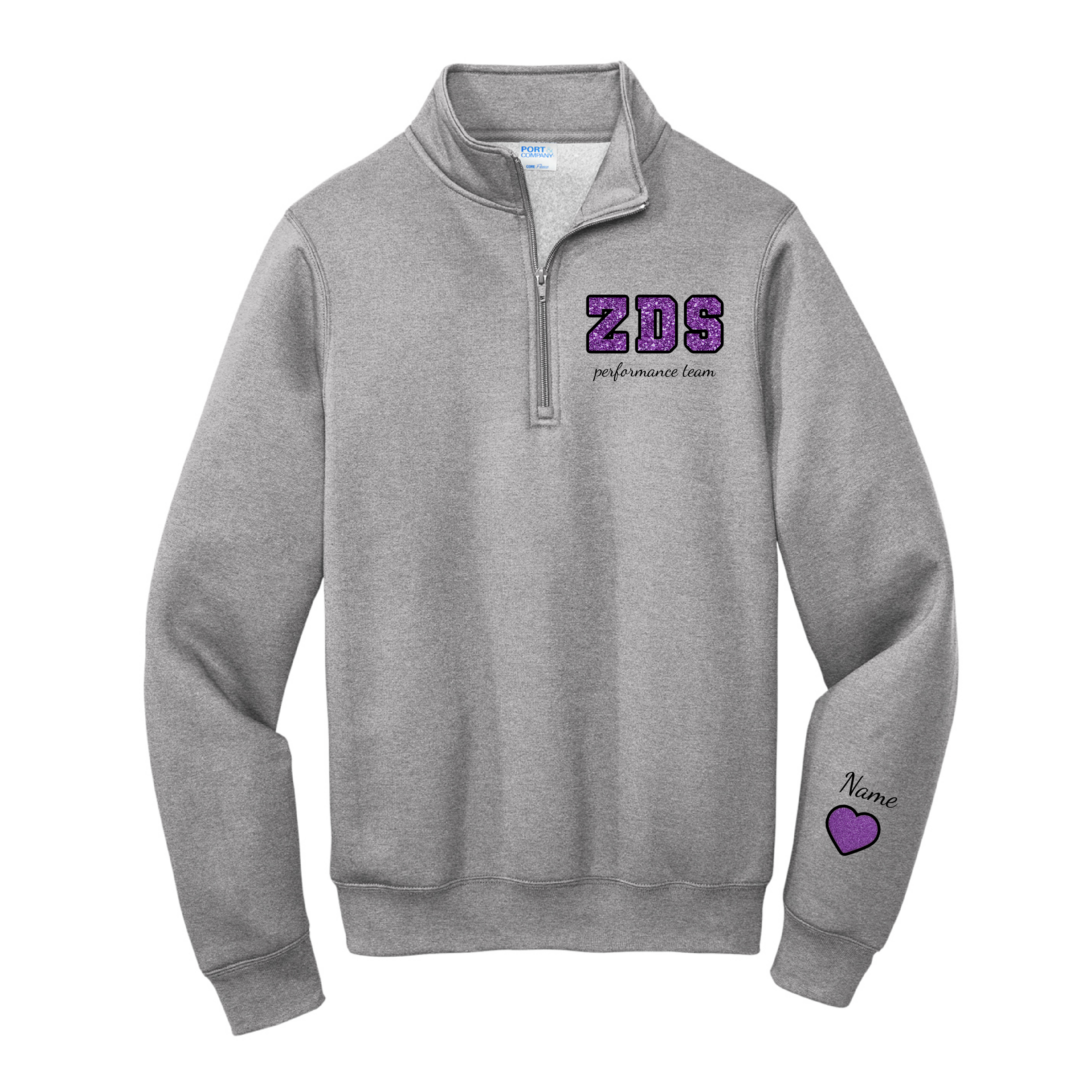 ZDS Performance Team Embroidered Glitter Quarter Zip- Black or Gray