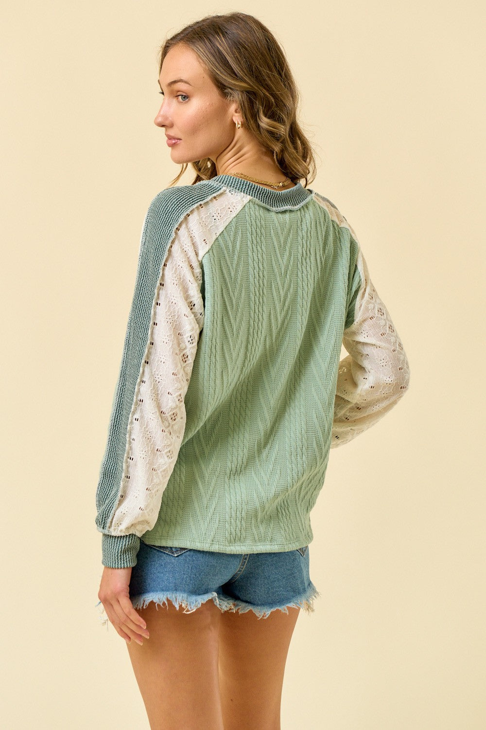 Lace Haven Top in Sage