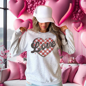 Checkered Heart Love Hoodie, Pullover, Long Sleeve or Tee