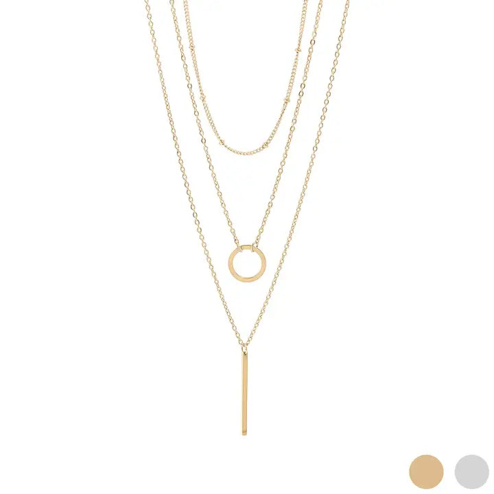 Loop & Satellite 3-Row Chain Necklace