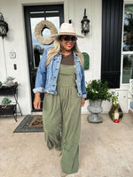 Load image into Gallery viewer, Karli Boho Overalls Olive
