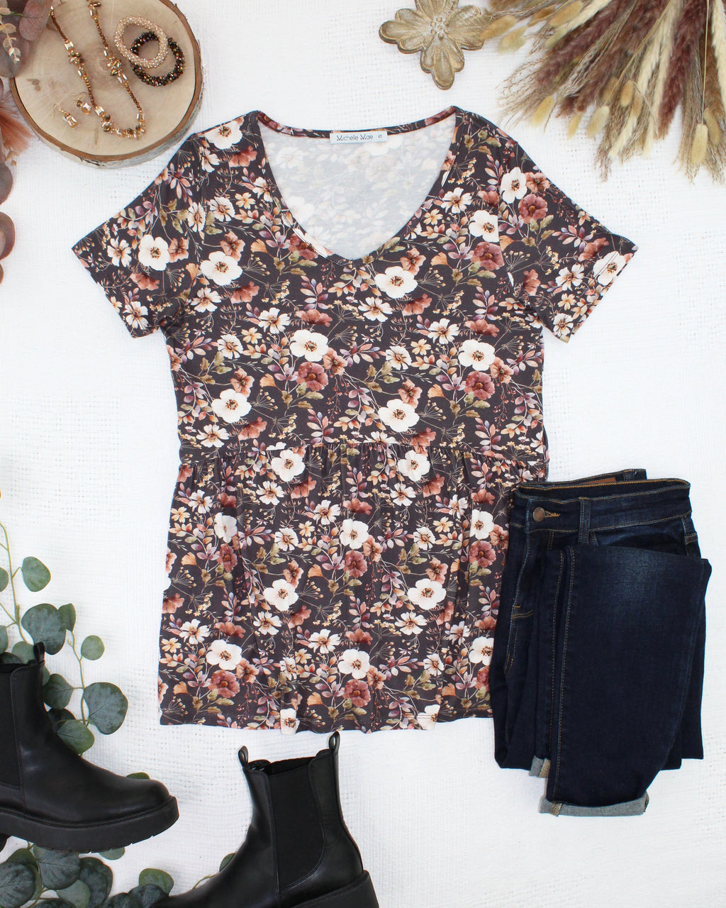 Sarah Ruffle Short Sleeve - Blushwood Floral