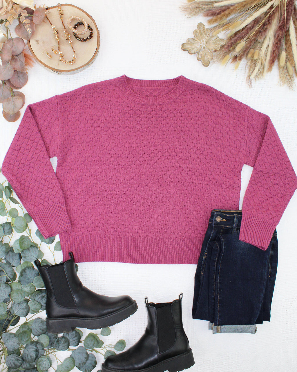 Gianna Pullover Sweater - Raspberry
