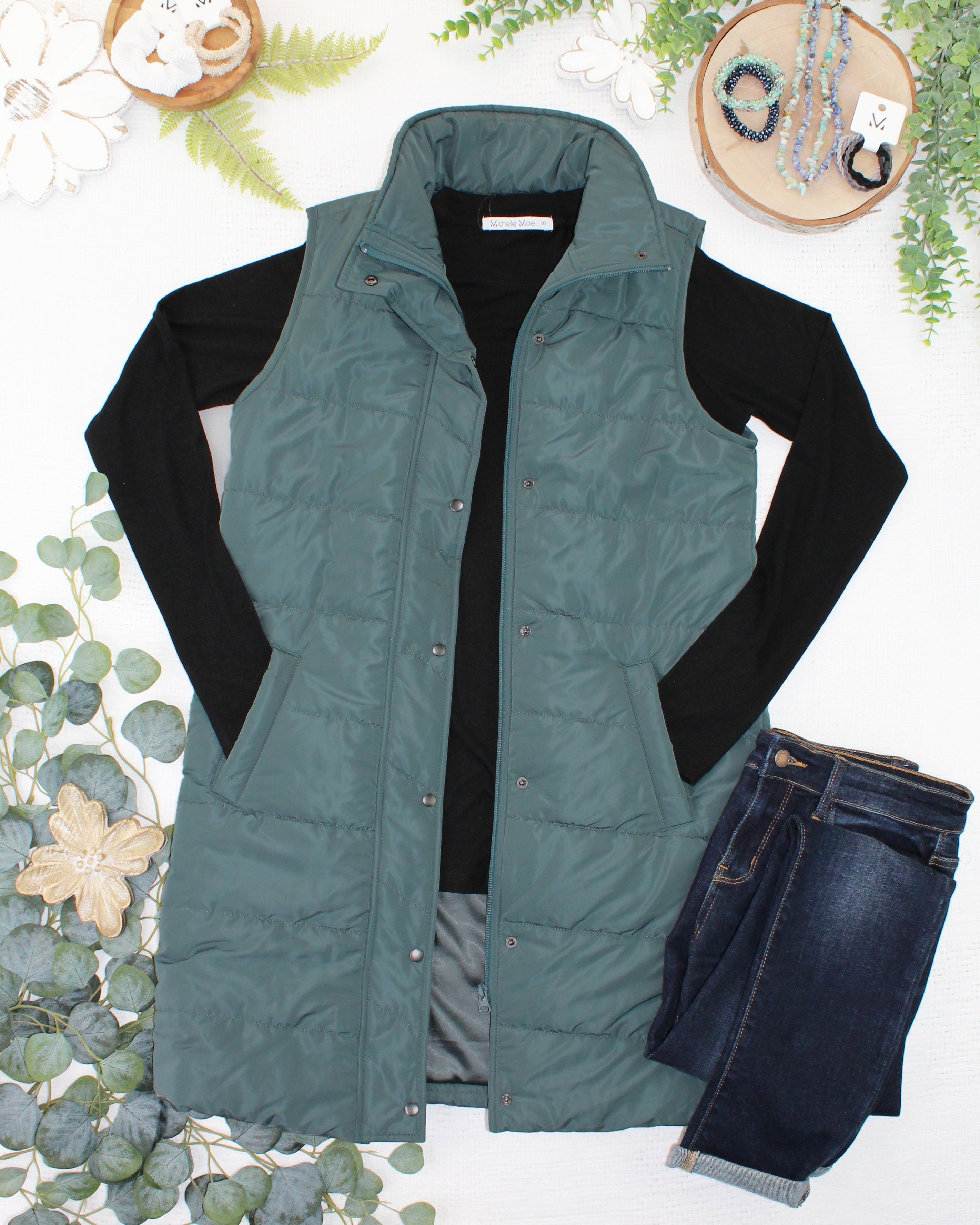 Harlow Long Vest - Teal