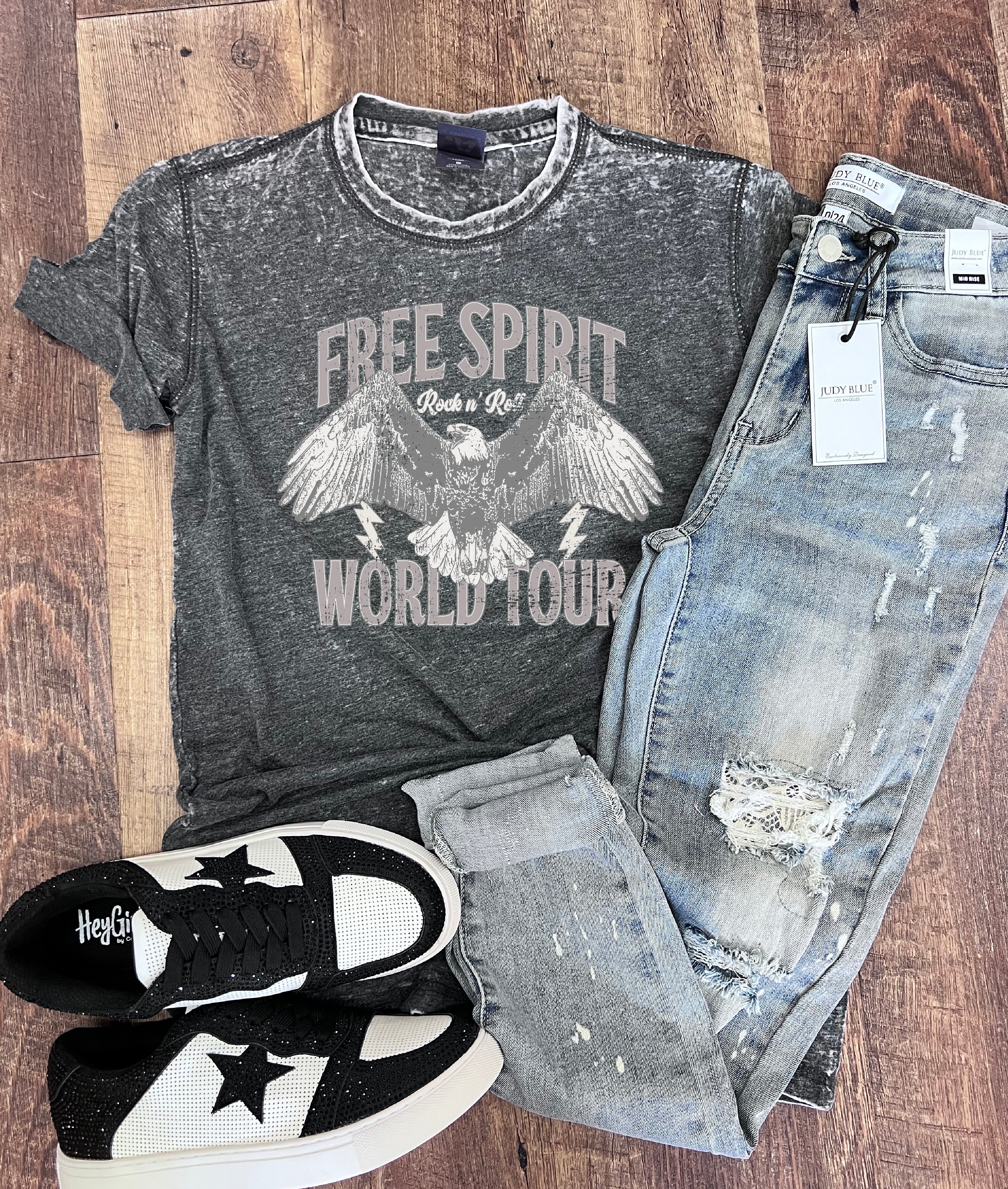 Free Spirit Tee in Acid Smoke Gray