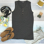 Load image into Gallery viewer, Addison Henley Tank - Black w/White Stripes FINAL SALE
