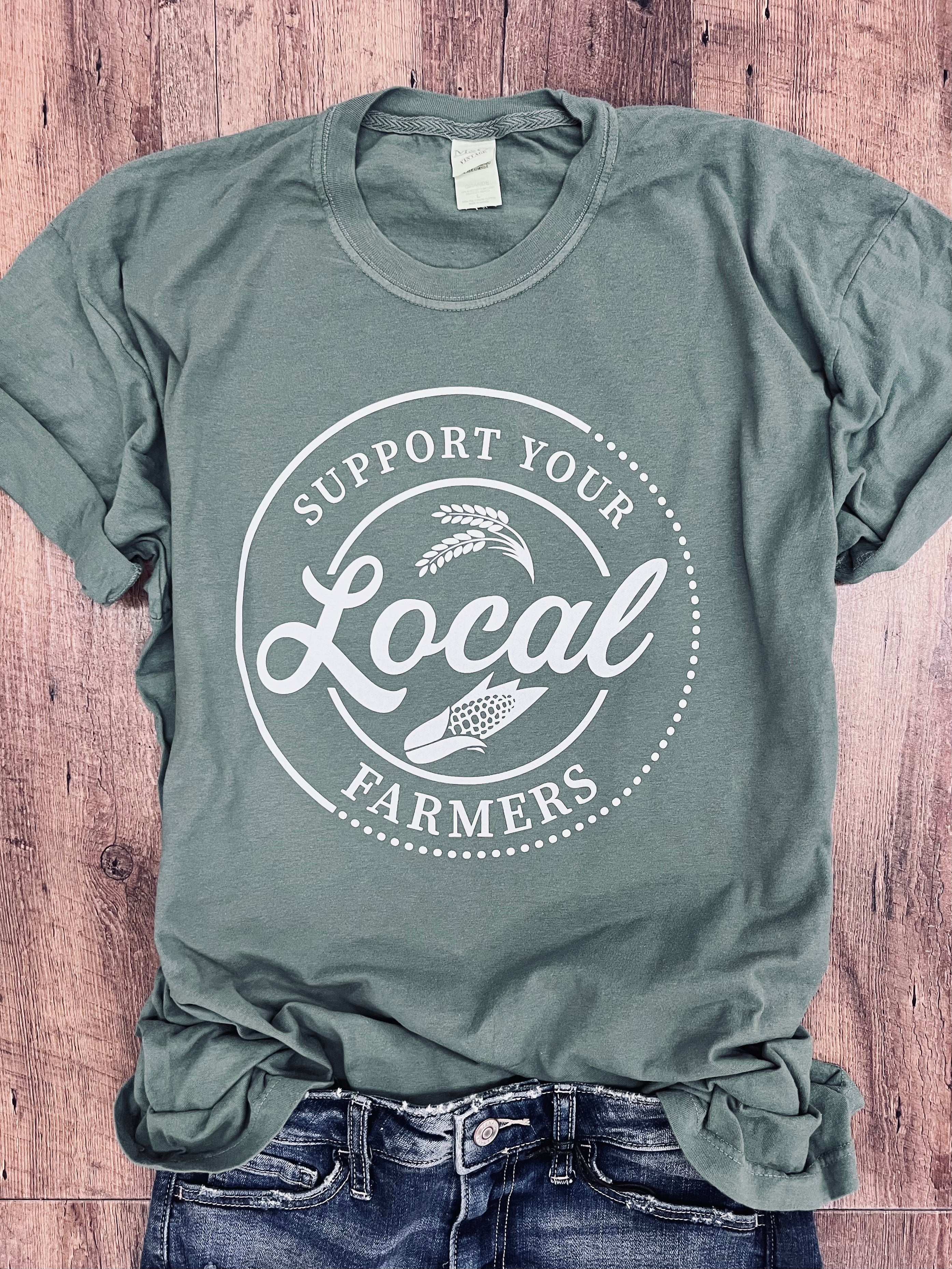 Support Your Local Farmers Tee in Vintage Green