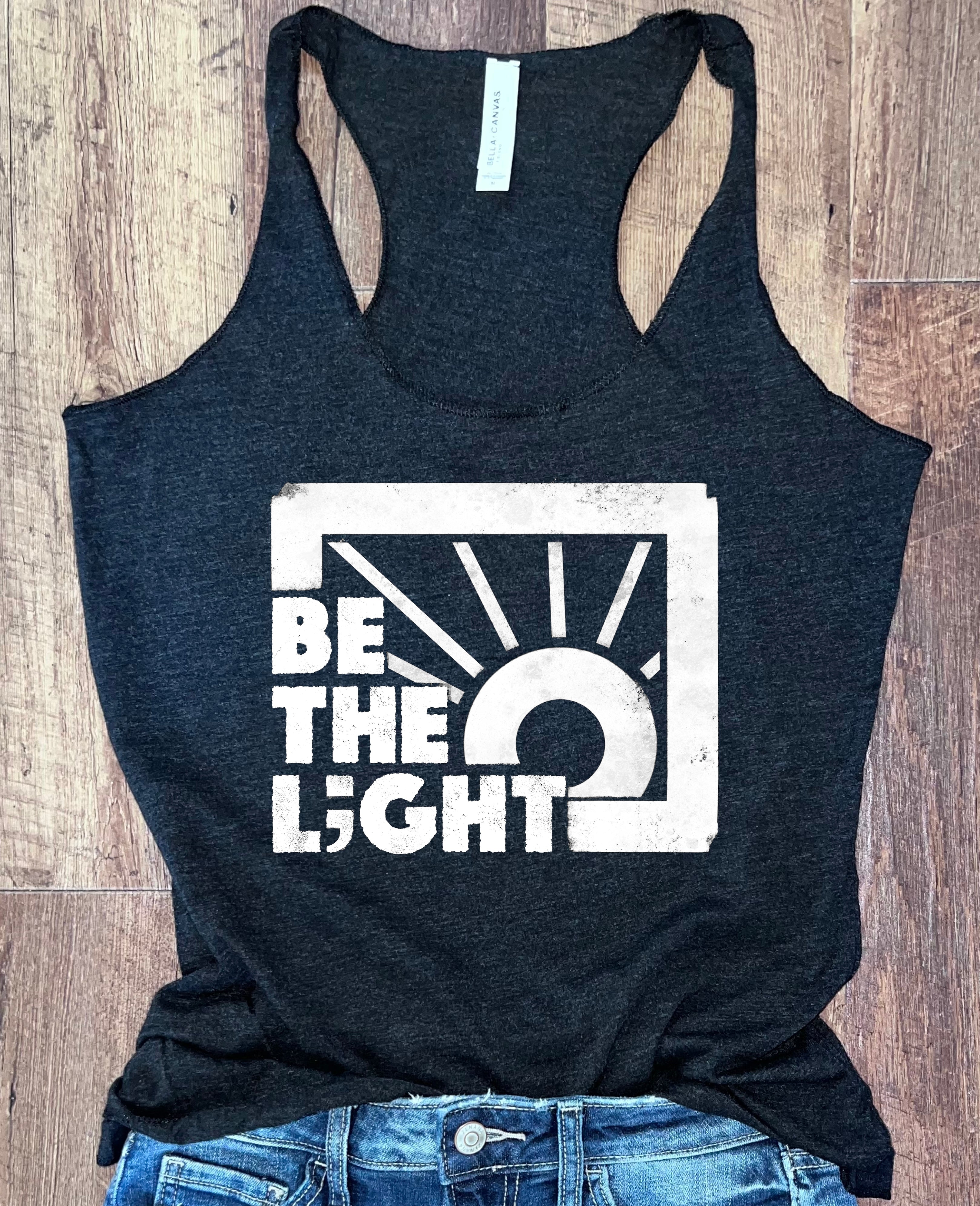 Be The L;ght Tank in Heather Black