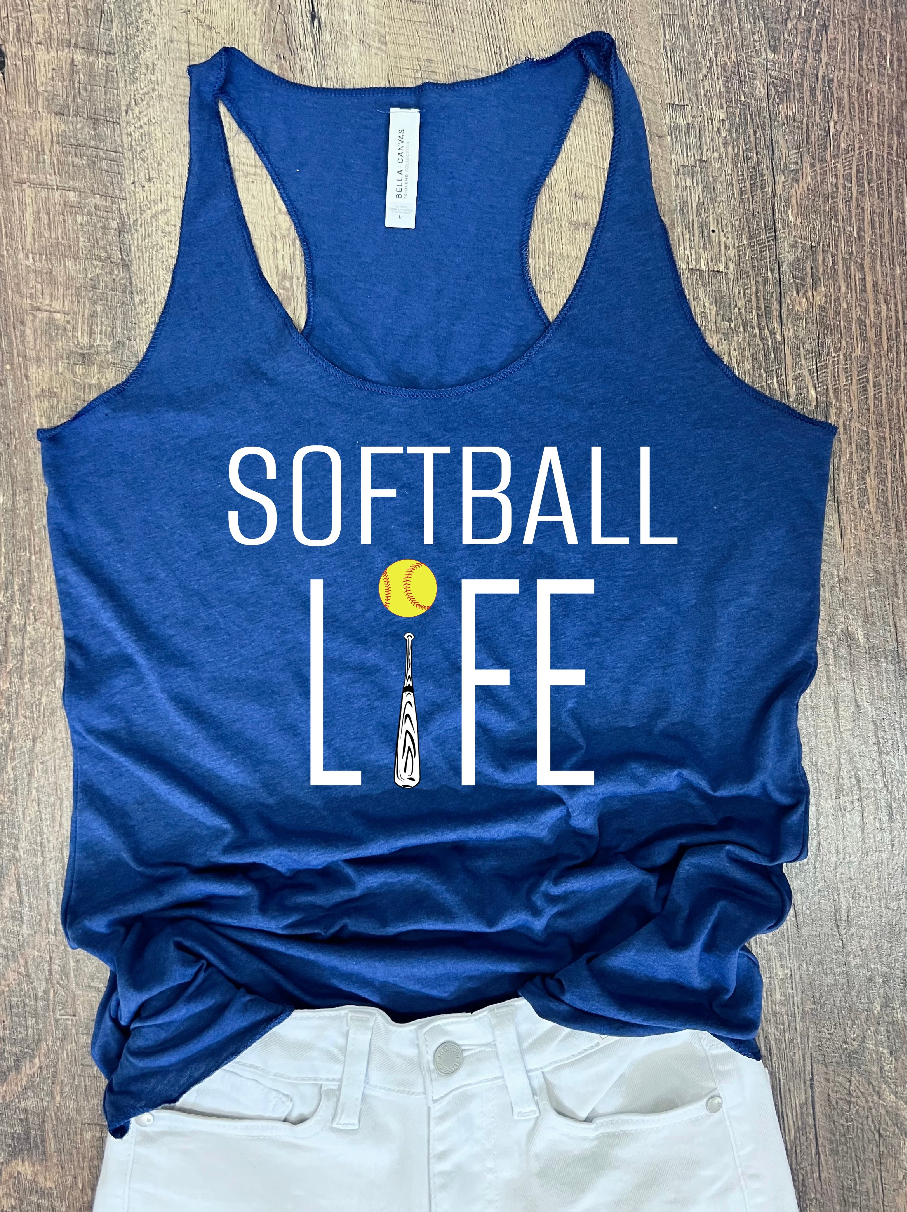 Softball Life Tank in Navy