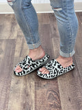Beach Slides In Gray Leopard