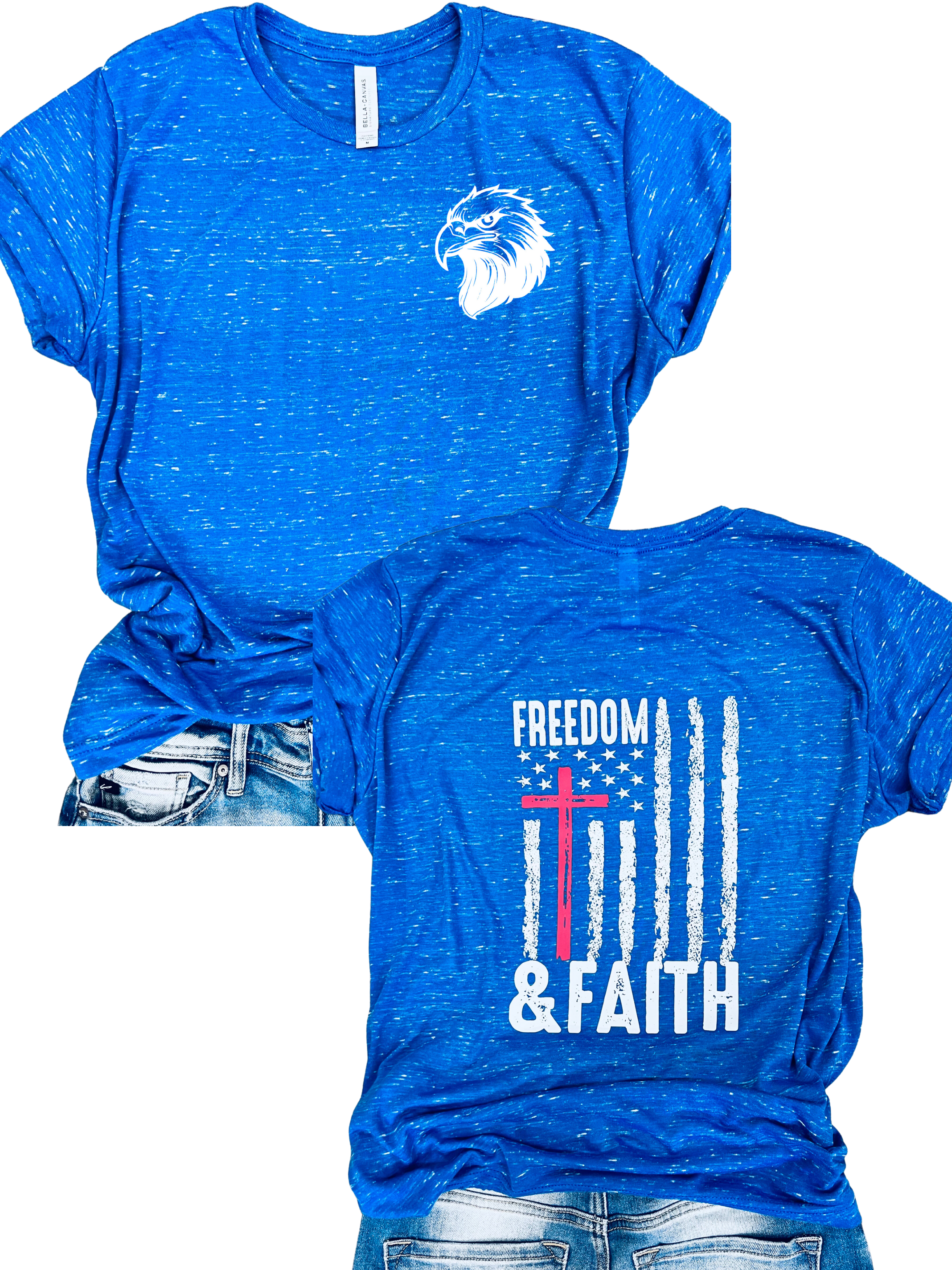Freedom & Faith Tee in Royal Blue Marble