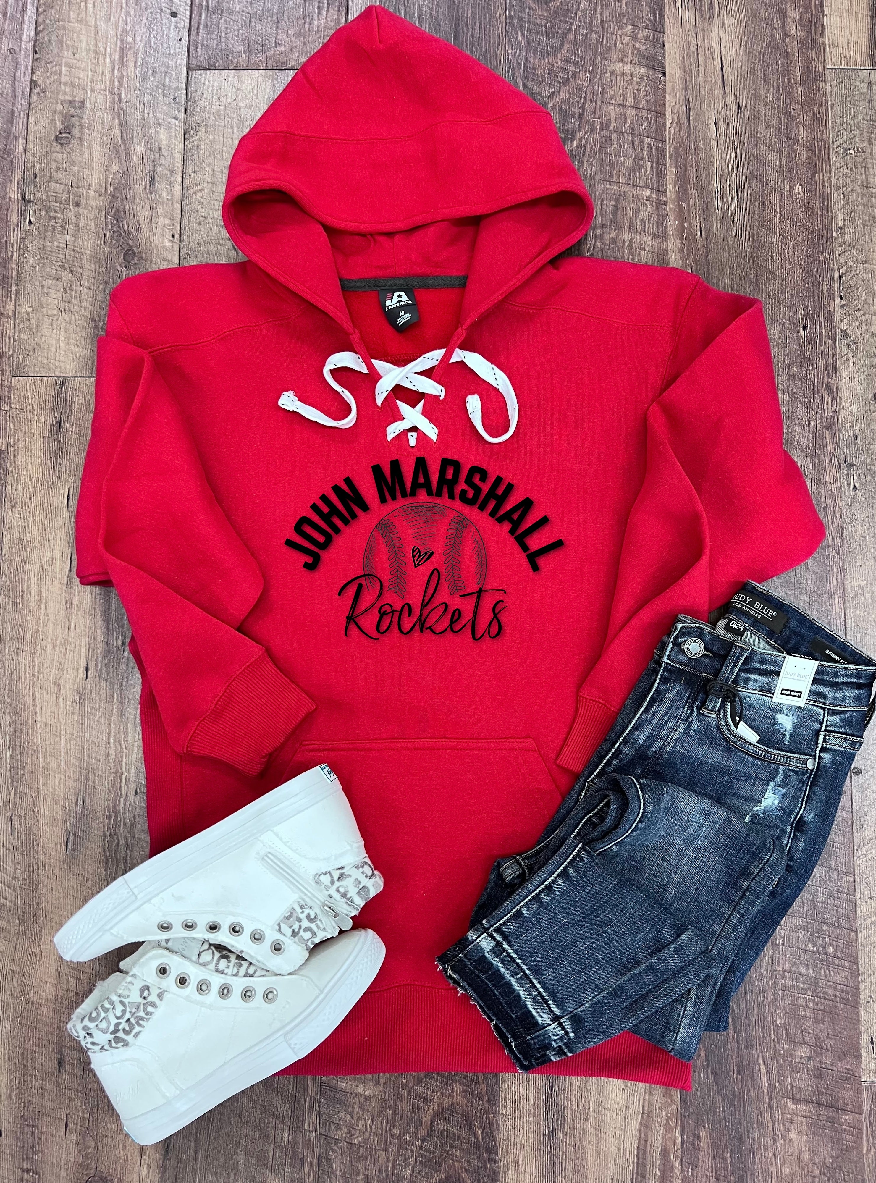 John Marshall Rockets Baseball/Softball Hoodie in Red