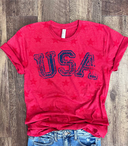 USA Star Tee in Red