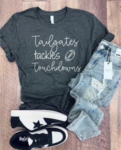 Tailgates Tackles & Touchdowns Tee in Dark Gray