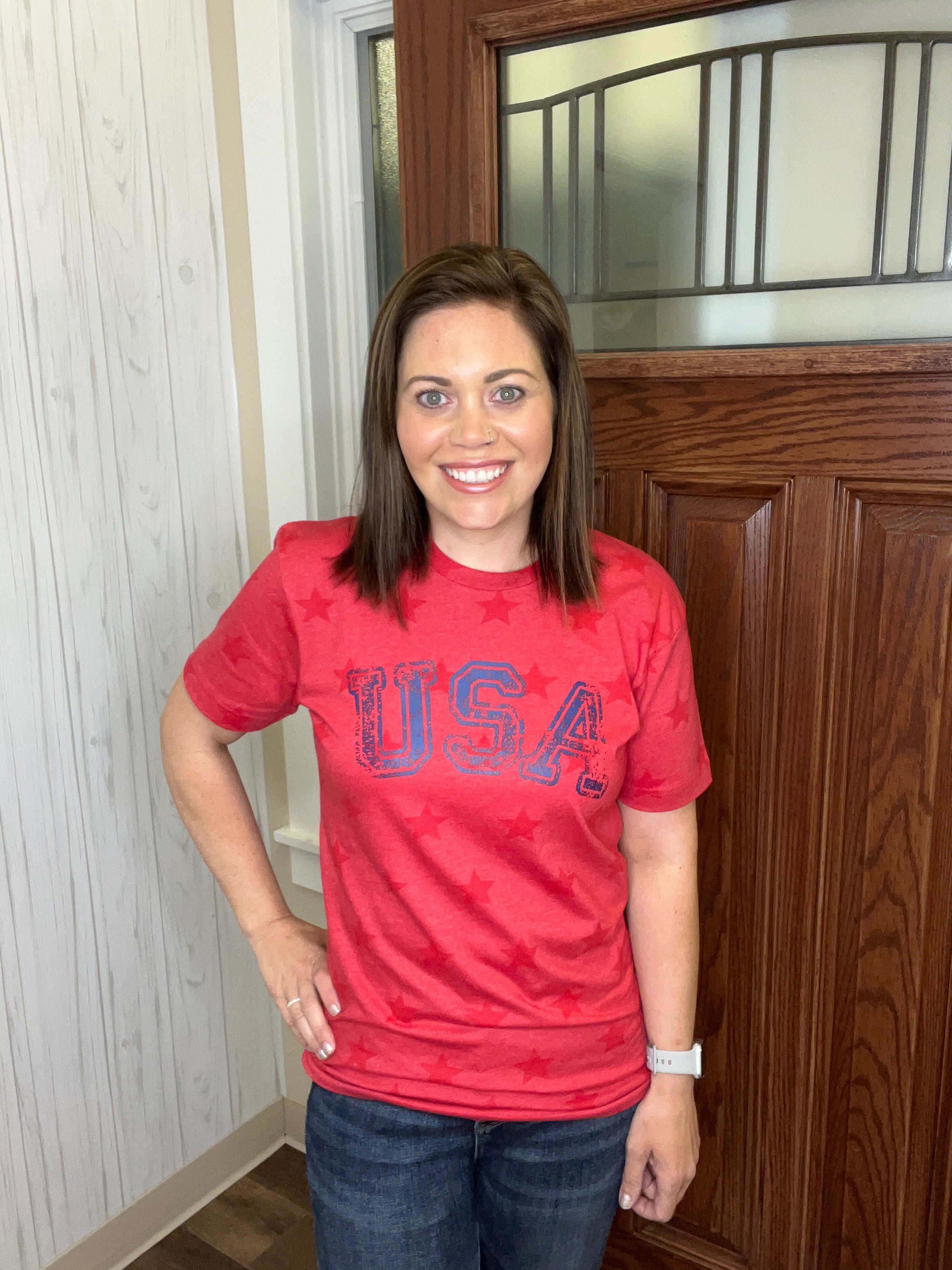 USA Star Tee in Red