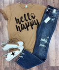 Hello Happy Tee in Sandstone